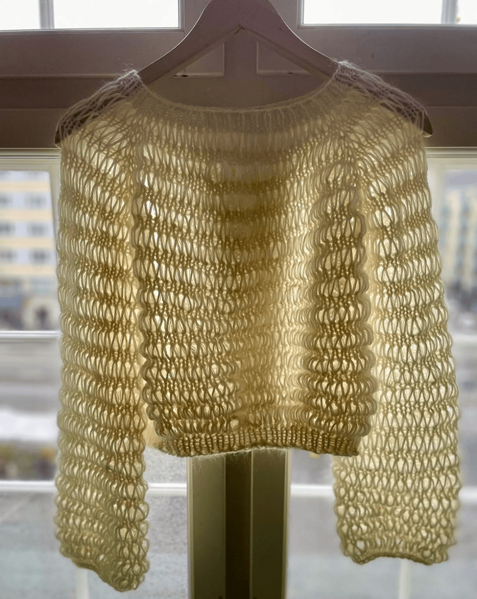 Spiralli og bonus bolero, mens vi strikker